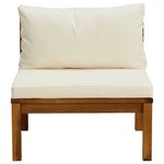 vidaXL Ensemble de canapés 2 Pièces et coussins blanc crème Acacia solide