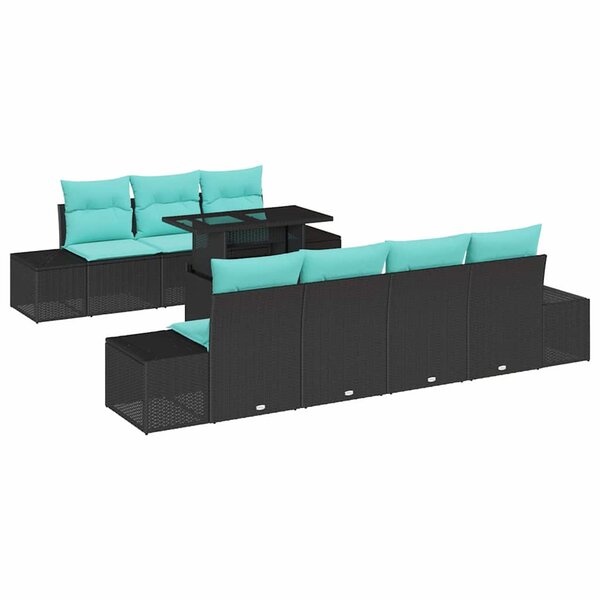 vidaXL Ensemble de canapé de jardin 8 Pièces Noir et turquoise