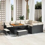 vidaXL Ensemble de canapé de jardin avec coussin 12 Pièces Noir et crème
