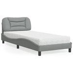 vidaXL Lit avec matelas gris clair 90x190 cm tissu