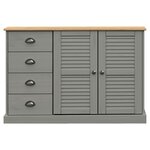 vidaXL Buffet avec tiroirs VIGO 113x40x75 cm gris bois massif de pin