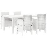 vidaXL Ensemble de Salle à Manger de Jardin de 5 Pièces avec Coussins Blanc Poly Rotin