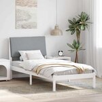 vidaXL Cadre de lit Blanc et gris clair 90 x 200 cm Bois massif en pin