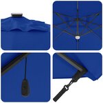vidaXL Parasol Roma Bleu 286 x 285 x 270 cm Aluminium et polyester