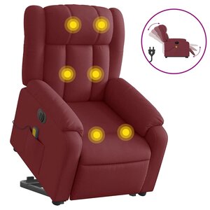 vidaXL Fauteuil inclinable de massage électrique Rouge bordeaux Tissu