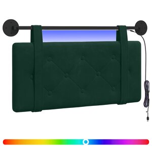 vidaXL Tête de lit suspendue Avec lumière LED Vert foncé Velours