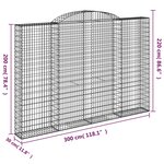 vidaXL Paniers à gabions arqués 4 Pièces 300x30x200/220 cm fer galvanisé
