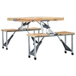 vidaXL Table pliable de camping avec 4 sièges Acier Aluminium