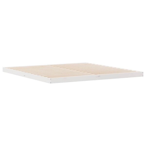vidaXL Cadre de lit surélevé Blanc 200 x 220 cm Bois de pin massif