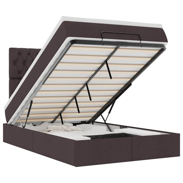 VidaXL Cadre de lit ottoman avec matelas marron foncé 120x190 cm tissu