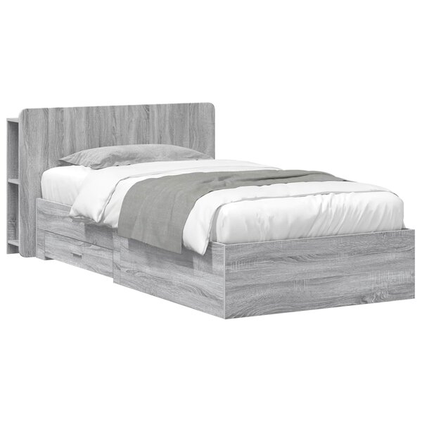 vidaXL Cadre de lit avec rangement Sonoma gris 80 x 200 cm