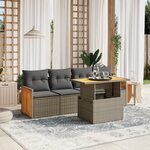 vidaXL Salon de jardin 5 Pièces avec coussins gris résine tressée