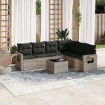 vidaXL Salon de jardin avec coussins 7 Pièces gris clair résine tressée