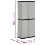 vidaXL Armoire de rangement de jardin 3 étagères Gris/noir 68x40x168cm