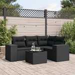 vidaXL Salon de jardin 5 Pièces avec coussins noir résine tressée