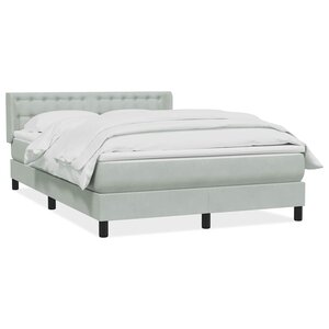 vidaXL Sommier à lattes de lit et matelas gris clair 160x210cm velours