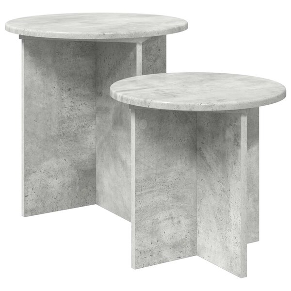 vidaXL Ensemble de tables d'appoint 2 pc Gris béton Ø 45 x 45 cm