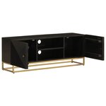 vidaXL Meuble TV noir 110x30x40 cm bois massif de manguier et fer