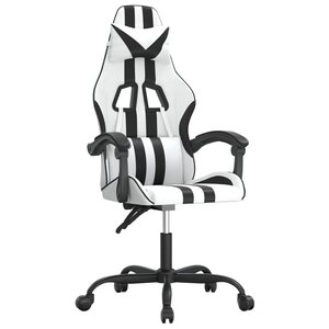 vidaXL Chaise de jeu pivotante Blanc et noir Similicuir