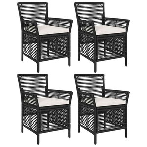 vidaXL Chaise d'Extérieur avec coussin 4 Pièces Noir et Crème polyrotin