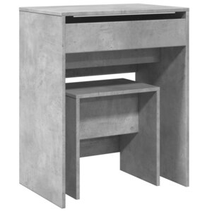vidaXL Coiffeuse et tabouret gris béton 60x40x113 5 cm