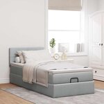 vidaXL Cadre de lit ottoman et matelas gris clair 90x190 cm tissu