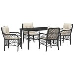 vidaXL Ensemble de salle à manger pour jardin 5 Pièces Noir Poly rotin