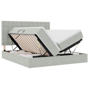 vidaXL Lit de rangement LED avec matelas Gris clair 200 x 200 cm