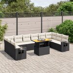 vidaXL Salon de jardin 11 Pièces avec coussins noir résine tressée