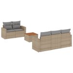 vidaXL Salon de jardin avec coussins 6Pièces mélange beige résine tressée