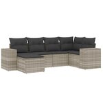 vidaXL Salon de jardin 6 Pièces avec coussins gris clair résine tressée