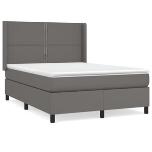 vidaXL Sommier à lattes de lit avec matelas Gris 140x200 cm Similicuir