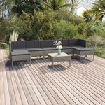 vidaXL Salon de jardin 8 Pièces avec coussins résine tressée gris