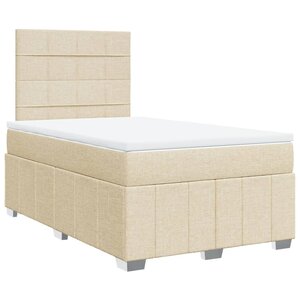 vidaXL Sommier à lattes de lit avec matelas Crème 120x200 cm Tissu