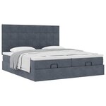 vidaXL Cadre de lit ottoman avec matelas gris foncé 200x200 cm velours
