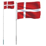 vidaXL Drapeau du Danemark et mât 5 5 m Aluminium