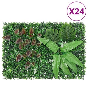  vidaXL Clôture à plantes artificielles 24 Pièces vert 40x60 cm