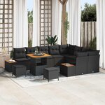 vidaXL Ensemble de canapé de jardin avec coussin 12 Pièces Noir