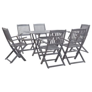 vidaXL Ensemble à manger de jardin 7 Pièces Bois d'acacia massif Gris