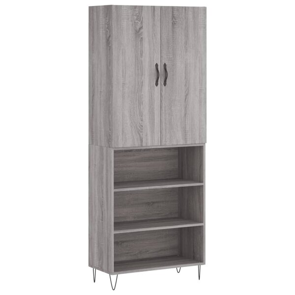 vidaXL Buffet haut Sonoma gris 69 5x34x180 cm Bois d'ingénierie