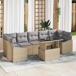 vidaXL Ensemble de canapé de jardin 8 Pièces Beige Poly rotin