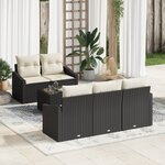 vidaXL Ensemble de 6 Canapés de Jardin avec Coussins Noir Rattan Poly