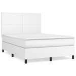 vidaXL Sommier à lattes de lit avec matelas Blanc 140x200cm Similicuir