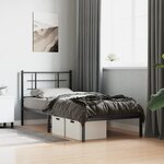 vidaXL Cadre de lit métal sans matelas avec tête de lit noir 90x200 cm