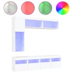vidaXL Ensemble de meubles TV muraux 7 Pièces avec lumières LED blanc