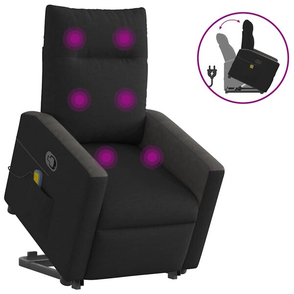 vidaXL Fauteuil de massage inclinable Noir Tissu