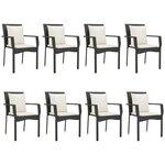 vidaXL Ensemble à manger jardin 9Pièces et coussins noir résine tressée