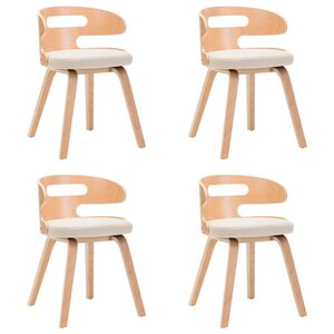 vidaXL Chaises à manger lot de 4 crème bois courbé et similicuir