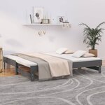 vidaXL Lit coulissant Gris 2x(90x190) cm Bois de pin massif