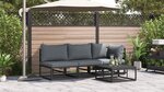 vidaXL Mobilier de jardin avec coussin 3 Pièces Noir Aluminium